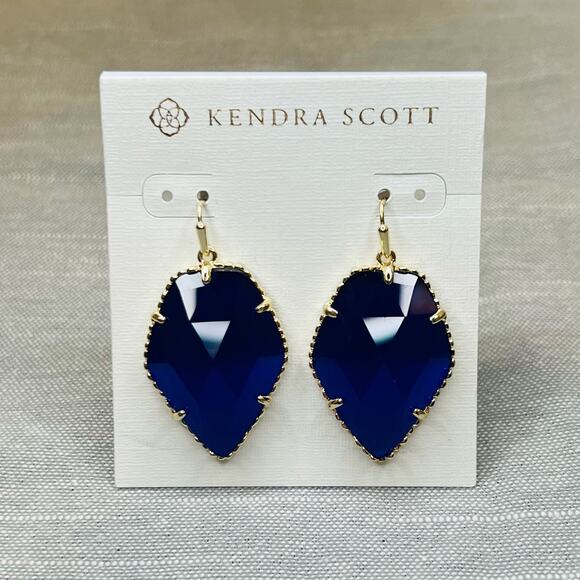 New Kendra Scott Corley Gold Earrings in Cobalt Slate - Picture 2 of 9